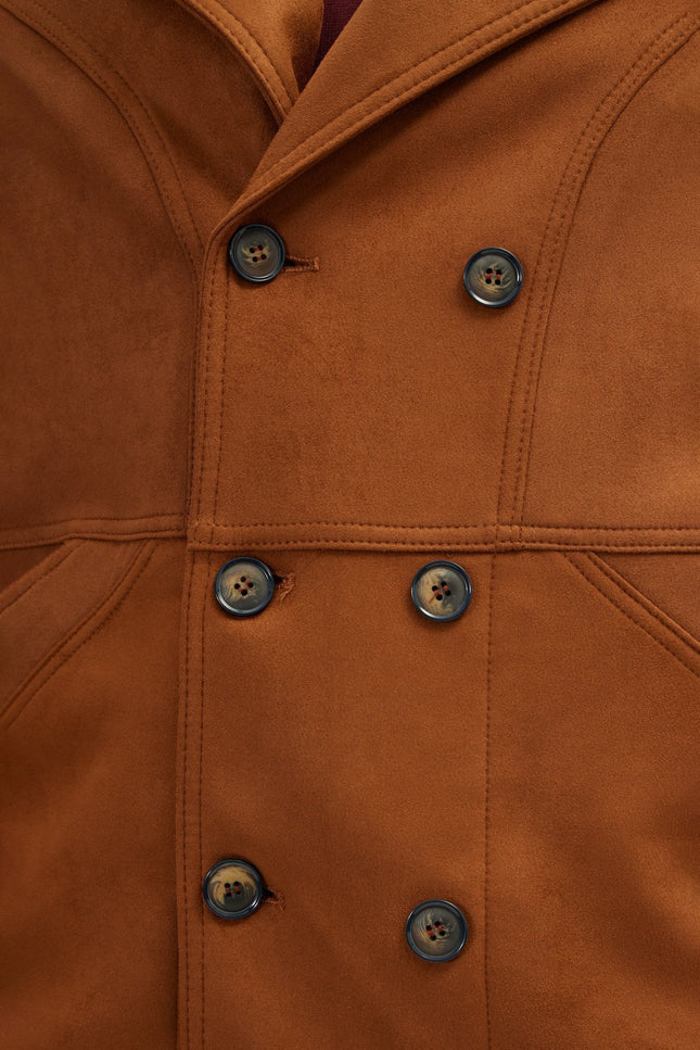 Faux Suede Peacoat - Camel