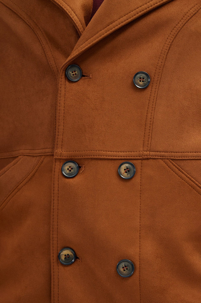 Men's Faux Suede Peacoat - Camel | Ron Tomson