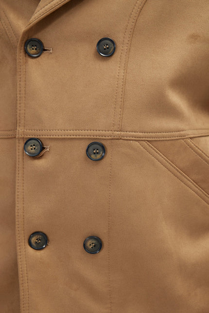 Men's Faux Suede Bond Peacoat - Stone | Ron Tomson