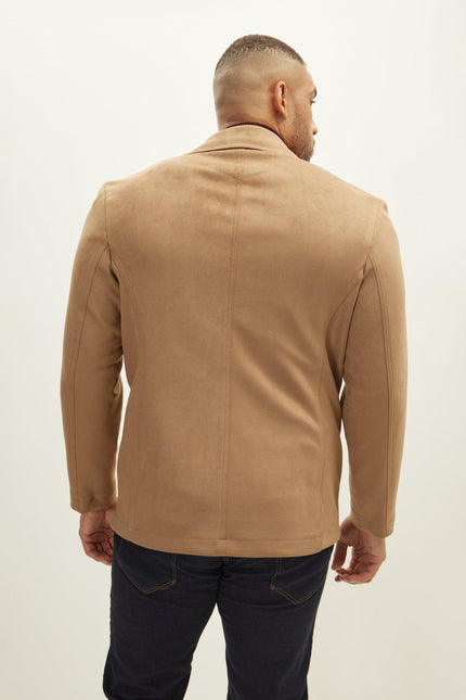 Men's Faux Suede Bond Peacoat - Stone | Ron Tomson