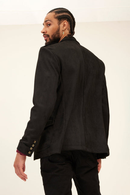 Men's Microsuede Safari Jacket - Black | Ron Tomson