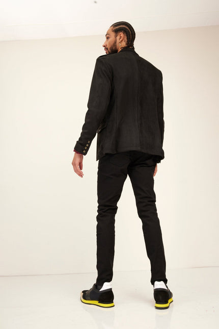 Men's Microsuede Safari Jacket - Black | Ron Tomson