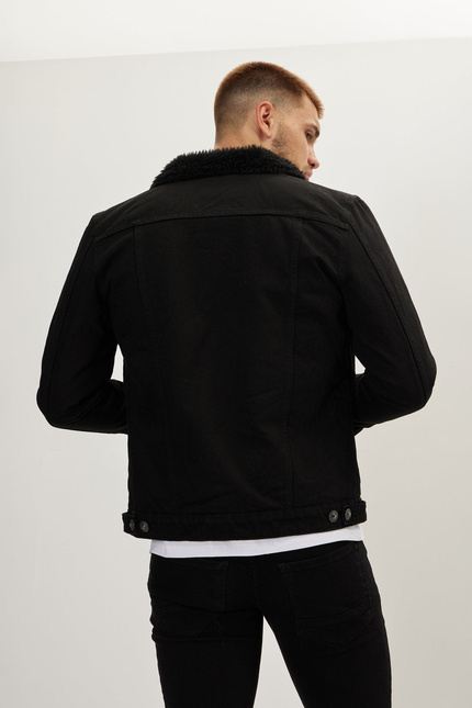 Men's Faux Shearling-Lined Bomber - Black | Ron Tomson