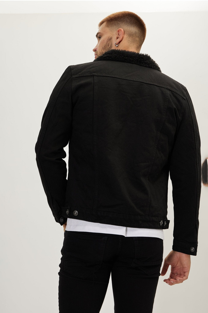 Men's Faux Shearling-Lined Bomber - Black | Ron Tomson