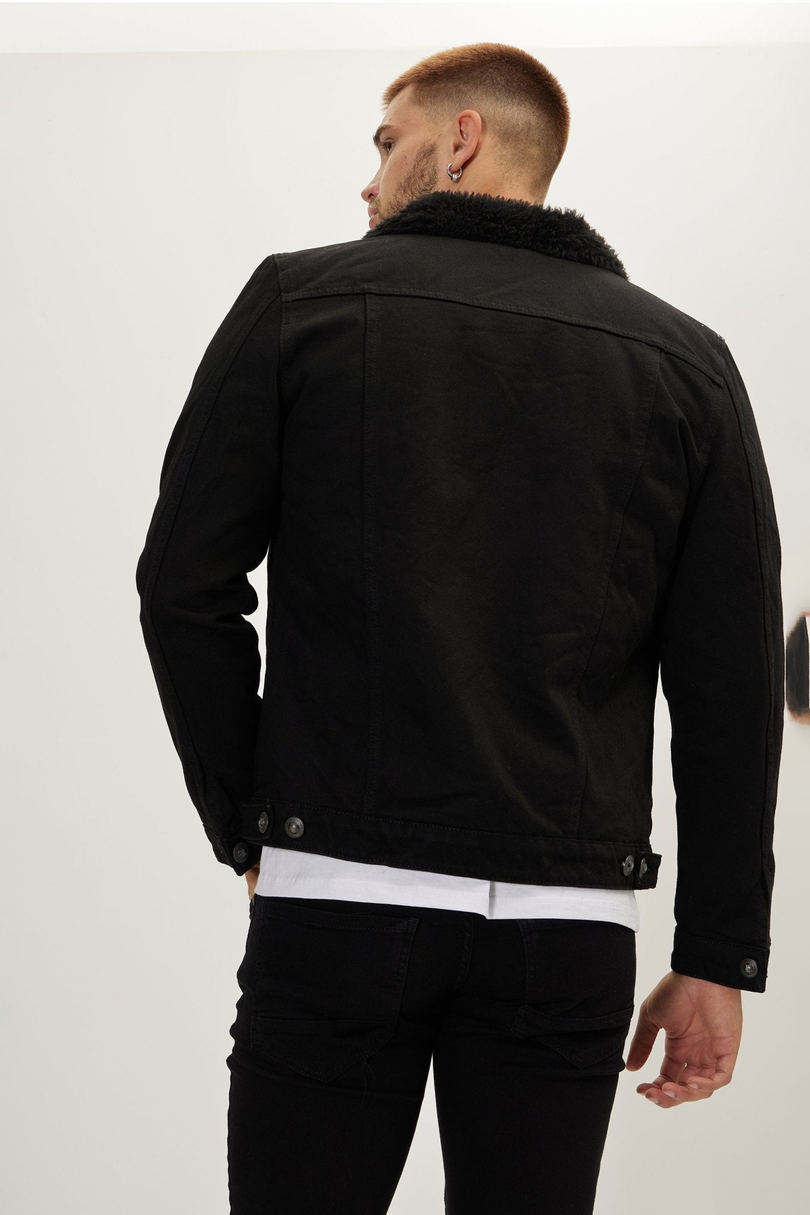 Men's Faux Shearling-Lined Bomber - Black | Ron Tomson