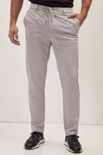 Men's Fitted Drawstring Casual Pants - Grey | Ron Tomson