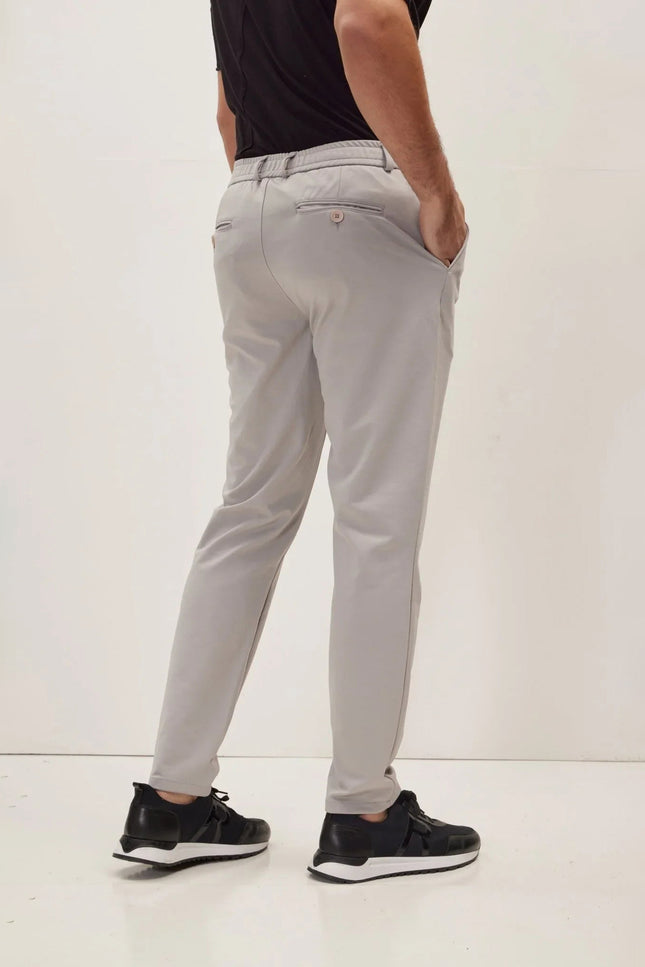 Fitted Drawstring Casual Pants - Grey
