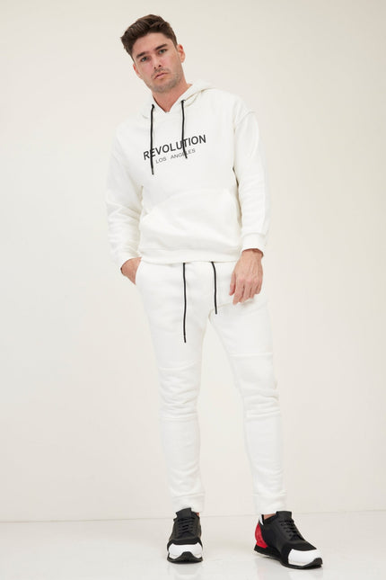 Men's Fitted Drawstring Joggers - White | Ron Tomson
