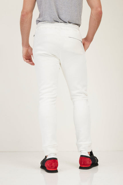 Men's Fitted Drawstring Joggers - White | Ron Tomson
