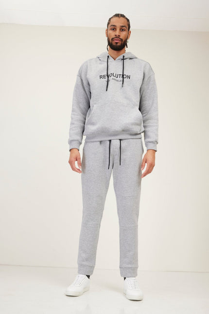 Men's Fitted Drawstring Jogger Pants - Grey | Ron Tomson