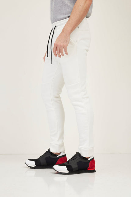 Men's Fitted Drawstring Joggers - White | Ron Tomson