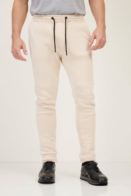 Men's Fitted Drawstring Jogger Pants - Stone | Ron Tomson