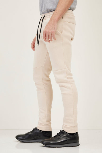 Men's Fitted Drawstring Jogger Pants - Stone | Ron Tomson