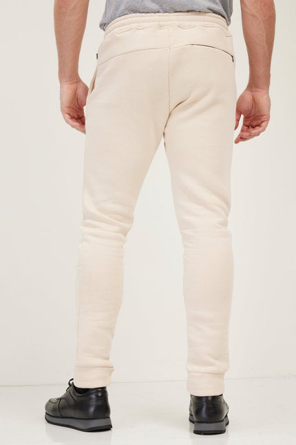 Men's Fitted Drawstring Jogger Pants - Stone | Ron Tomson