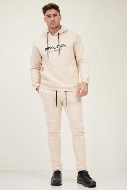 Men's Fitted Drawstring Jogger Pants - Stone | Ron Tomson