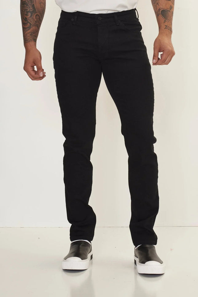 Men's Tailored Tapered Denim Jeans - Black | Ron Tomson