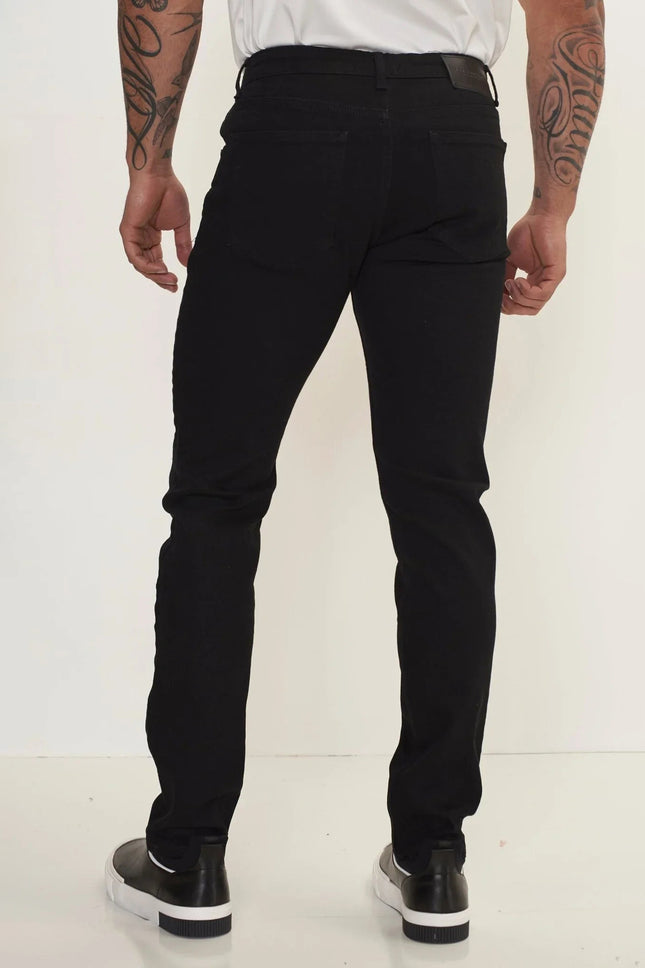 Men's Tailored Tapered Denim Jeans - Black | Ron Tomson