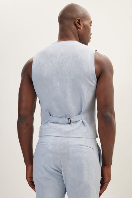 Men's Five Button Blue Vest | Ron Tomson