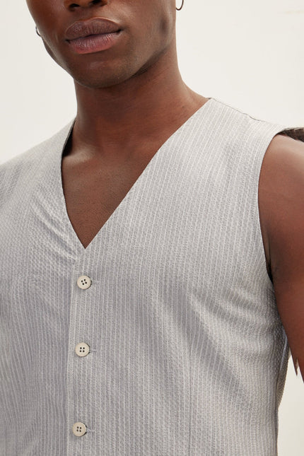 Men's Five Button Slim Vest - Grey | Ron Tomson