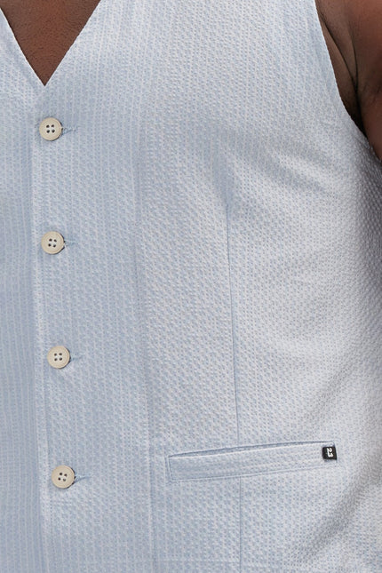Men's Five Button Blue Vest | Ron Tomson
