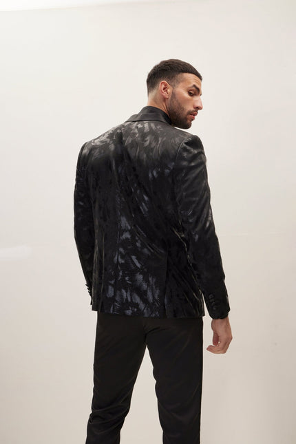 Men's Shawl Lapel Velvet Tuxedo Jacket - Black | Ron Tomson