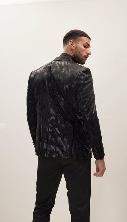Shawl Lapel Velvet Tuxedo Jacket - Black