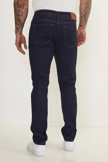 Men's Fitted Tapered Denim Jeans - Navy | Ron Tomson