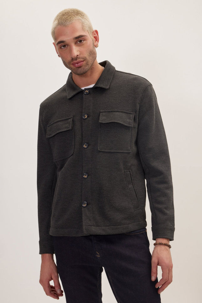 Men's Tailored Patch Pocket Chore Coat - Anthracite | Ron Tomson