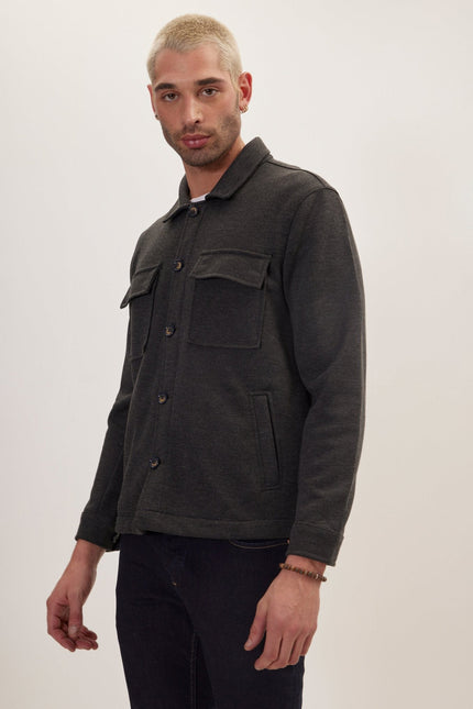 Men's Tailored Patch Pocket Chore Coat - Anthracite | Ron Tomson