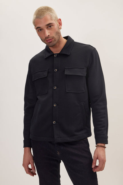 Men's Tailored Patch-Pocket Chore Coat - Navy | Ron Tomson