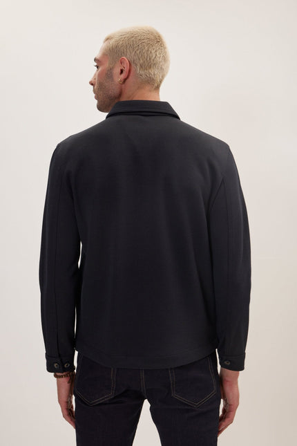 Men's Tailored Patch-Pocket Chore Coat - Navy | Ron Tomson