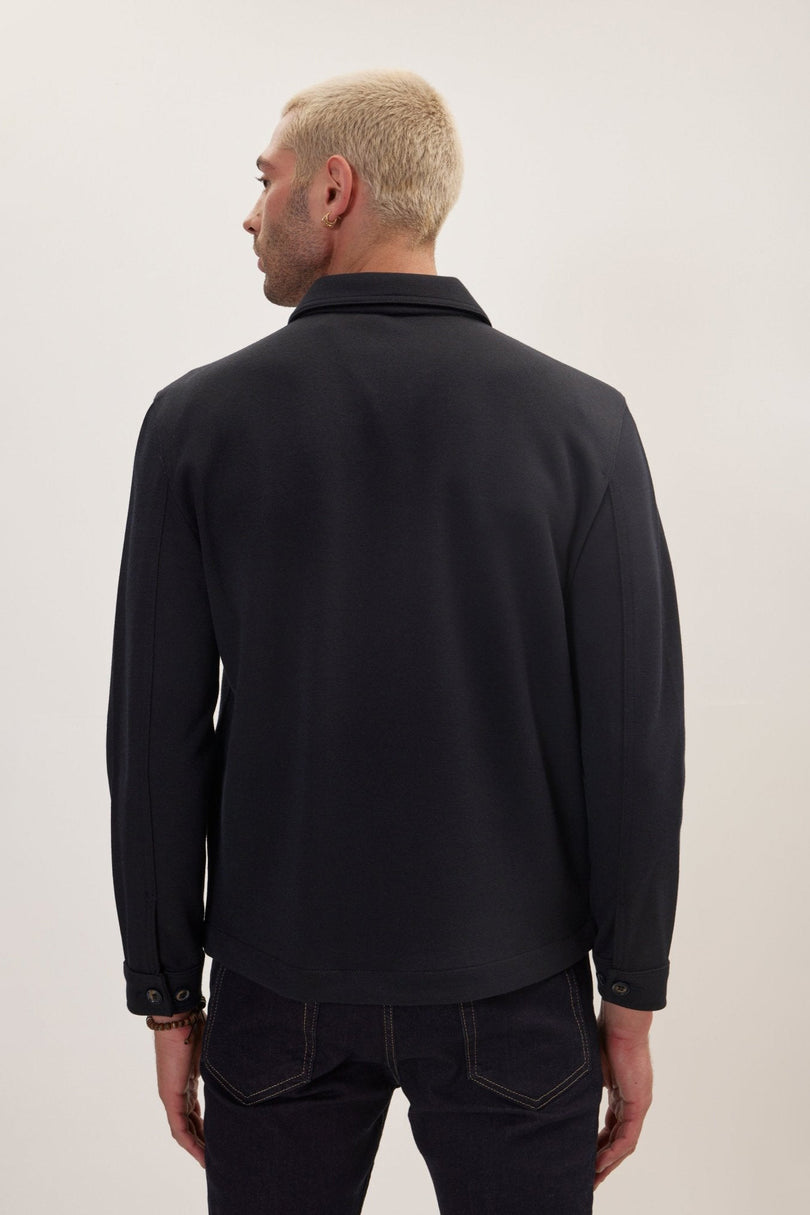 Men's Tailored Patch-Pocket Chore Coat - Navy | Ron Tomson