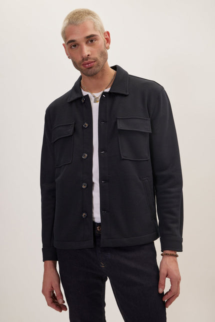 Men's Tailored Patch-Pocket Chore Coat - Navy | Ron Tomson