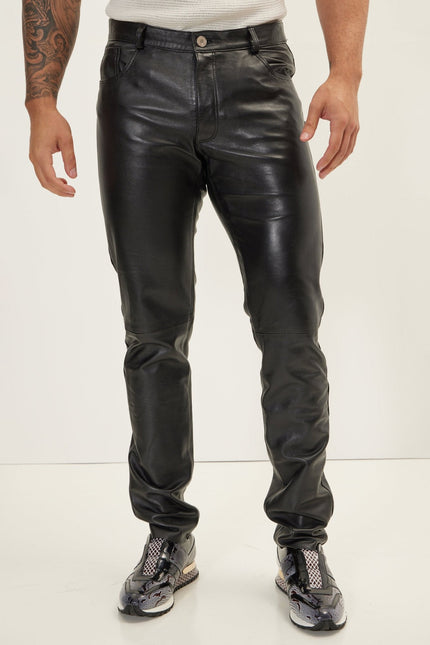 Lambskin Leather Pants - Black