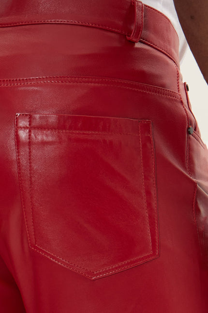 Men's Lambskin Leather Pants - Red | Ron Tomson