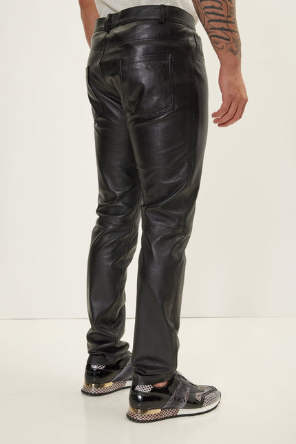 Lambskin Leather Pants - Black
