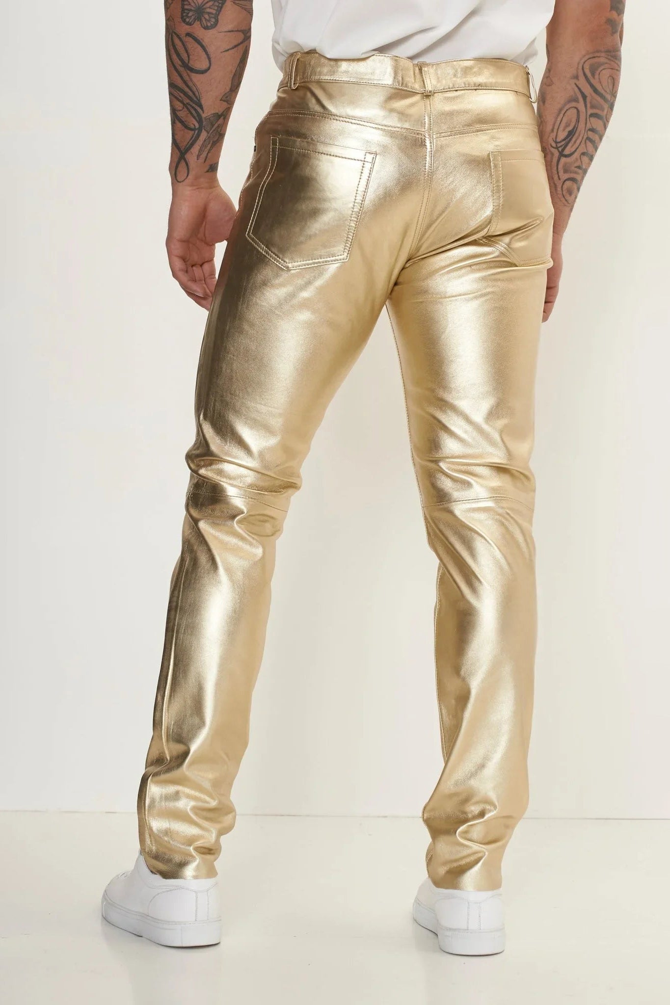 Lambskin Leather Pants - Gold | Ron Tomson