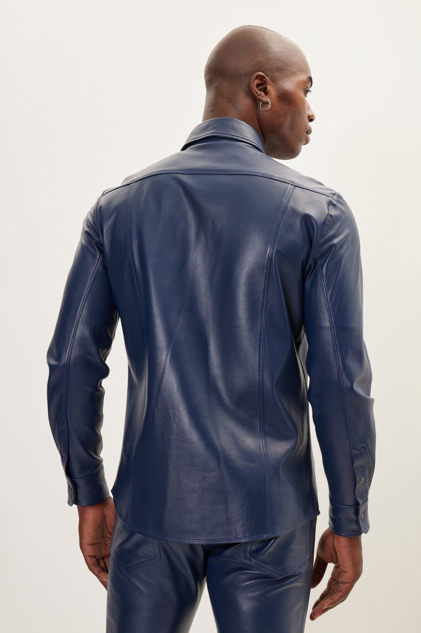 Men's Lambskin Leather Shirt - NAVY | Ron Tomson NAVY / 4XL (48 US) Men's Lambskin Leather Shirt - NAVY | Ron Tomson NAVY / 4XL (48 US)