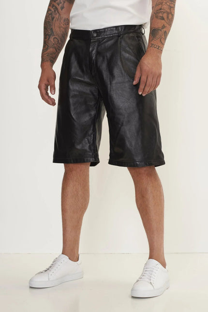 Nappa Lambskin Leather Shorts - Black