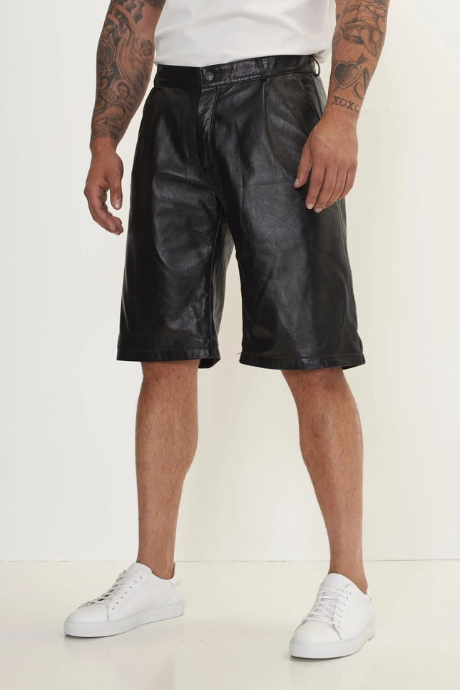 Nappa Lambskin Leather Shorts - Black