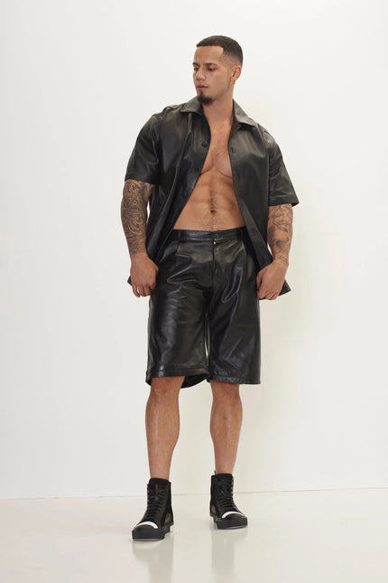 Nappa Lambskin Leather Shorts - Black