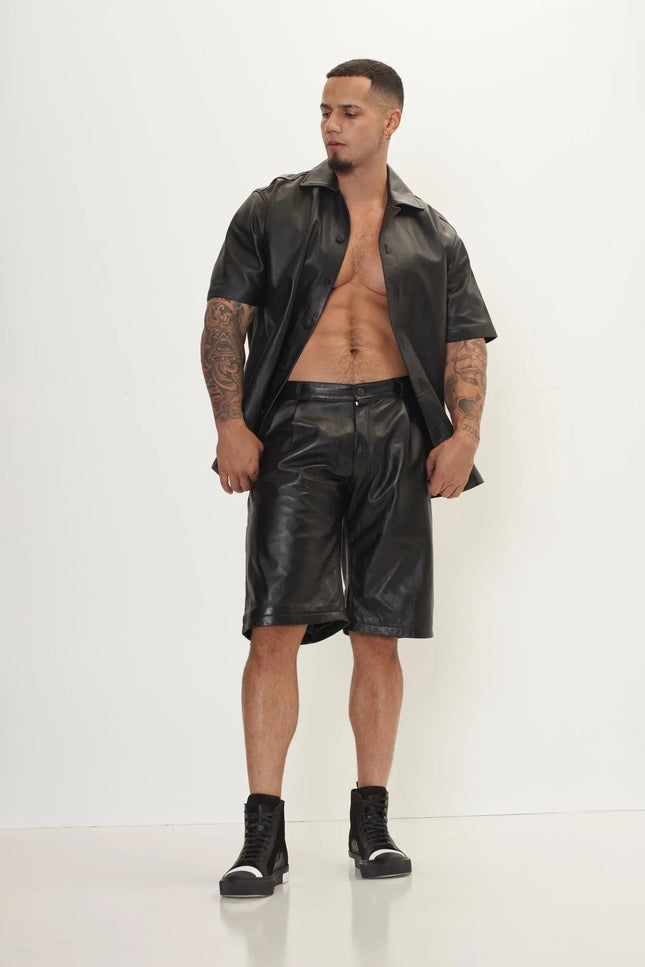 Nappa Lambskin Leather Shorts - Black