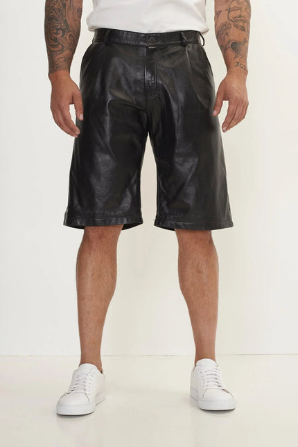 Nappa Lambskin Leather Shorts - Black
