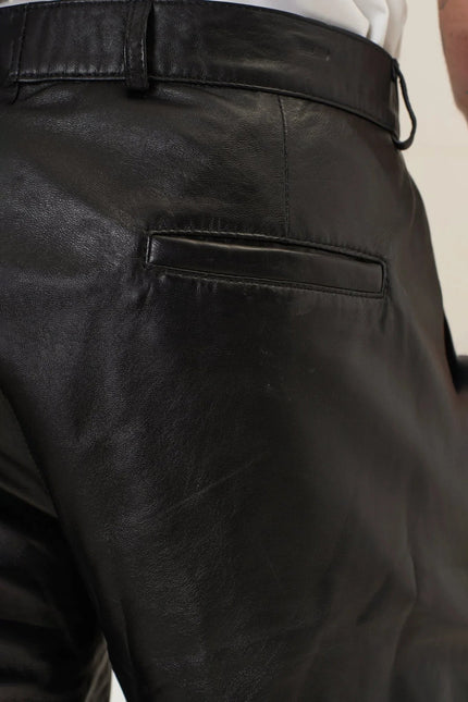 Nappa Lambskin Leather Shorts - Black