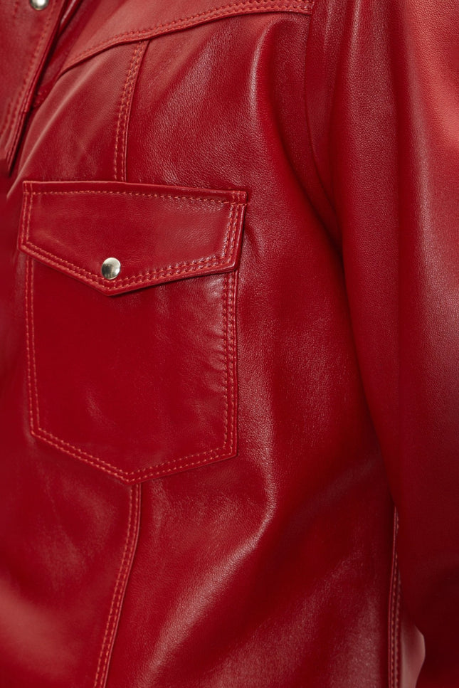 Lambskin Leather Shirt - Red