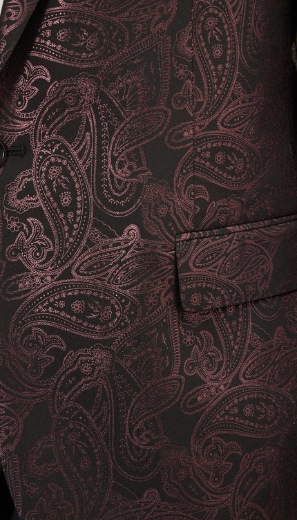 Glitter Paisley Dinner Jacket - Burgundy