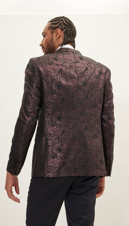 Glitter Paisley Dinner Jacket - Burgundy