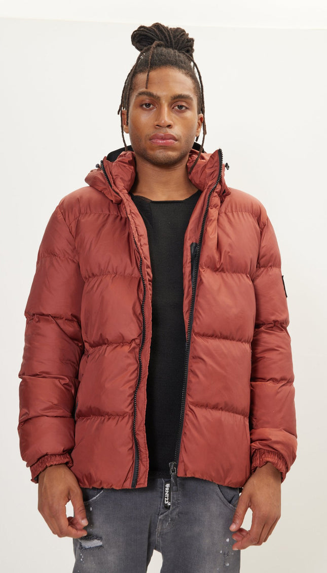 Heavy Padded Puffer Jacket - Brick Red