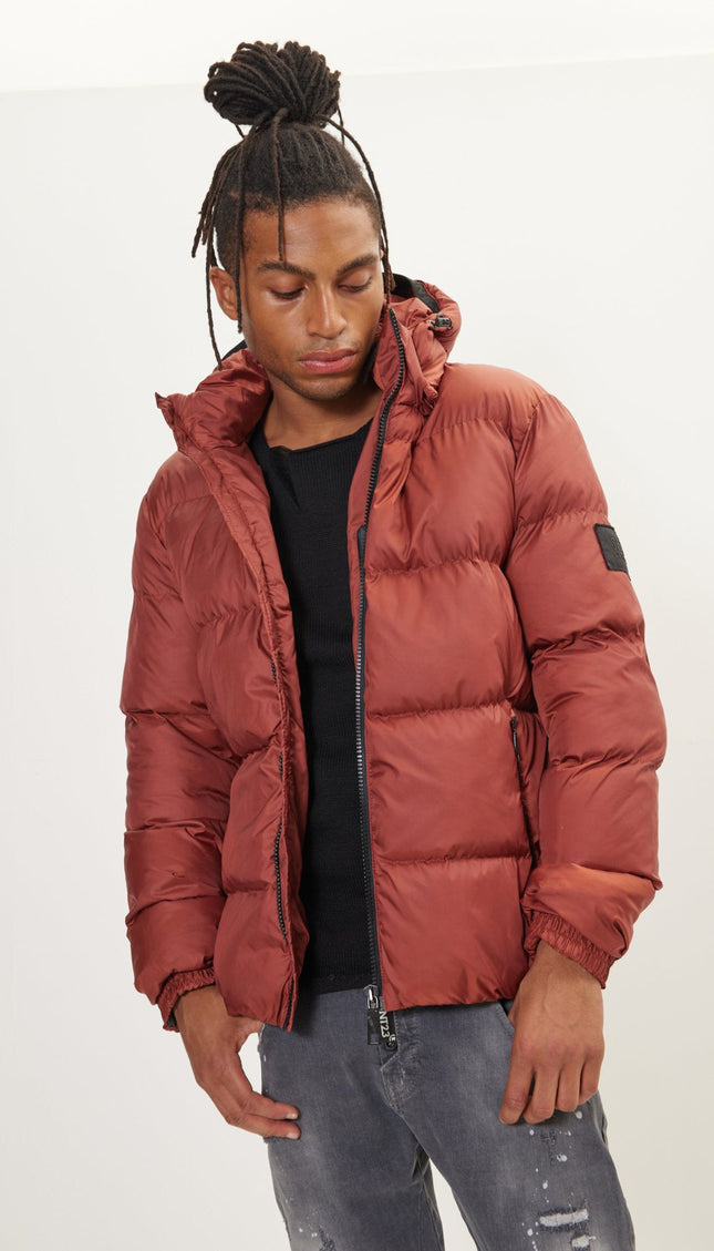 Heavy Padded Puffer Jacket - Brick Red