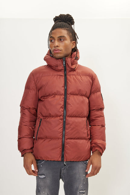 Men's Heavy Padded Puffer Jacket - Brick Red | Ron Tomson